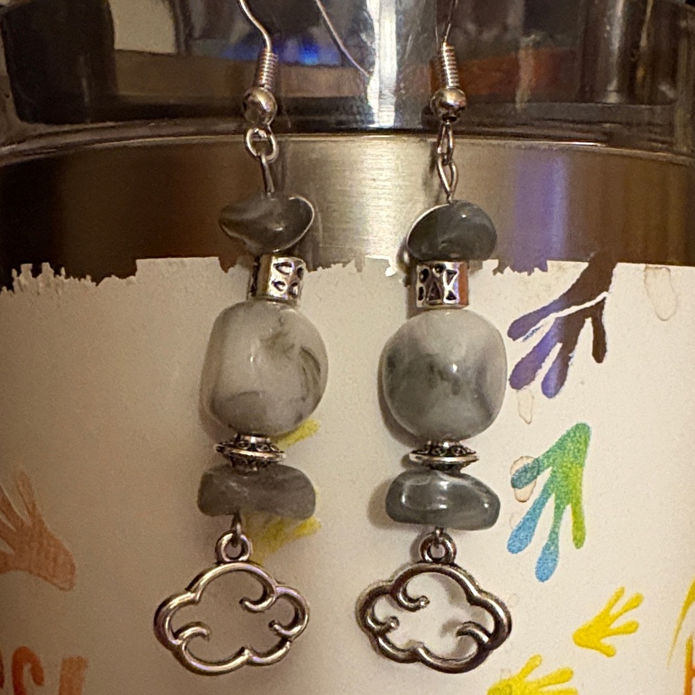 Hand Crafted Silver and Gray Cloud Earrings